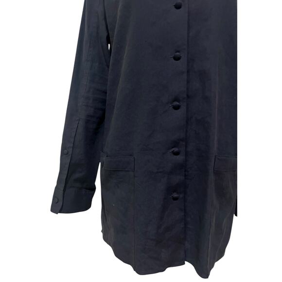 Theory Linen Blend Shirt Jacket Tunic Dark Navy Minimalist Button Up Women’s M - Picture 4 of 12